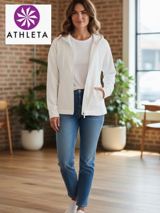 Athleta Jackets & Blazers - Athleta white zip up hoodie jacket, L, CB2691